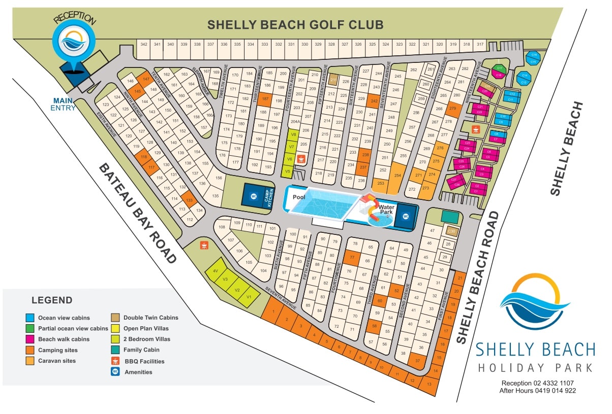 Latest Shelly Beach Holiday Park Map Address Nearest Station Airport ...